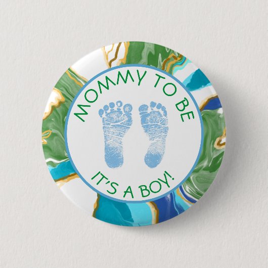 Schaltfläche "Mommy to be Blue and Green Baby Show Button (Vorderseite)