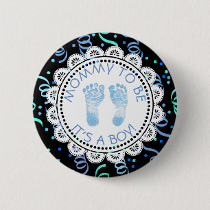 Schaltfläche "Mommy to be Blue & Black Baby Shower Button