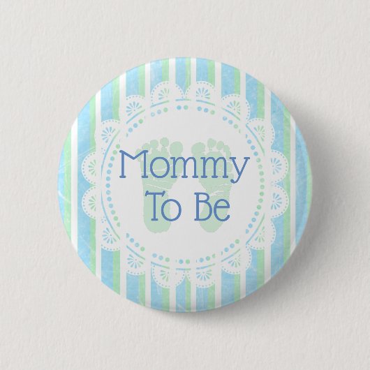 Schaltfläche "Mommy to be Blue Green Baby Shower" Button (Vorderseite)
