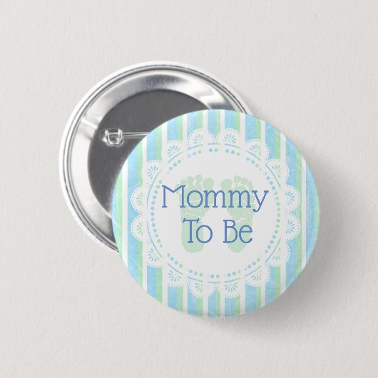 Schaltfläche "Mommy to be Blue Green Baby Shower" Button (Vorne & Hinten)