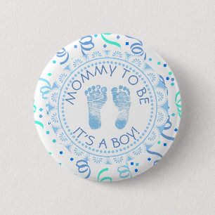 Schaltfläche "Mommy to be Blue & White Baby Shower Button