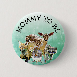 Schaltfläche "Mommy to be Forest Animals Baby Show Button