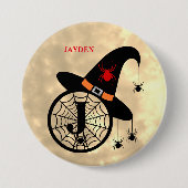 Schaltfläche Mongram J Halloween Sky Hexenspinnen  Button (Vorderseite)