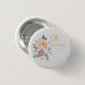Schaltfläche Monogram B Bridesmaid Button (Vorne & Hinten)