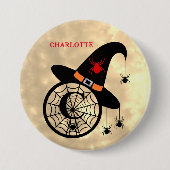 Schaltfläche "Monogram C Halloween Sky Hexen Spide Button (Vorderseite)