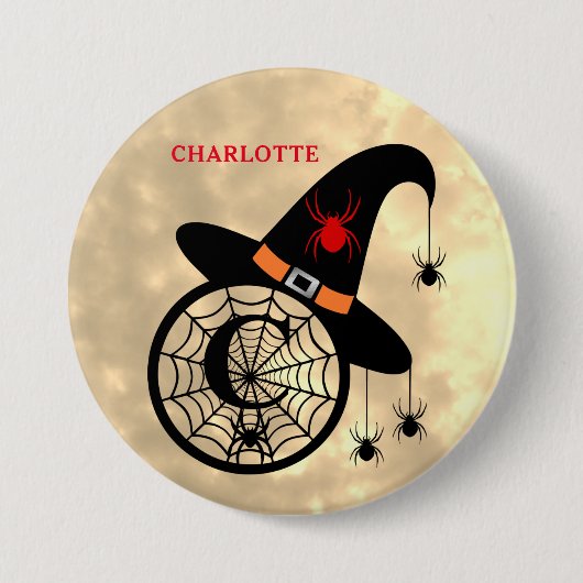 Schaltfläche "Monogram C Halloween Sky Hexen Spide Button (Vorderseite)