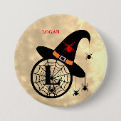 Schaltfläche "Monogram L Halloween Sky Hexen Spide Button (Vorderseite)
