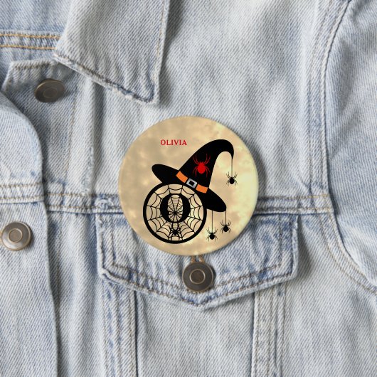 Schaltfläche "Monogram O Halloween Sky Hexen Spide Button (Beispiel)