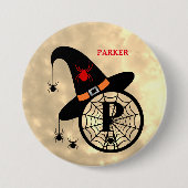 Schaltfläche "Monogram P Halloween Sky Hexen Spide Button (Vorderseite)