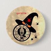 Schaltfläche "Monogram Q Halloween Sky Hexen Spide Button (Vorderseite)