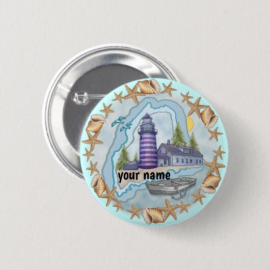 Schaltfläche Muscheln Leuchtturm-Button verwalten Button (Vorne & Hinten)