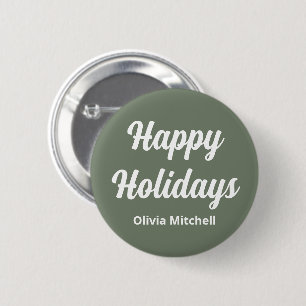 Schaltfläche "Mute Greenish Grey Happy Holidays" Button
