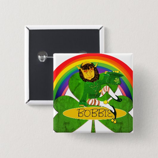 Schaltfläche "Name des Kleeblatts Leprechaun" Button (Vorne & Hinten)