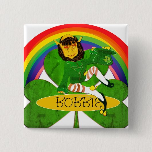 Schaltfläche "Name des Kleeblatts Leprechaun" Button (Vorderseite)