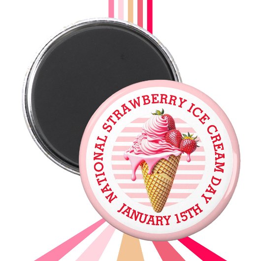 Schaltfläche "National Strawberry Ice Day" Magnet