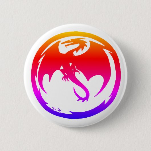 Schaltfläche Neon Dragon weiß Button (Vorderseite)