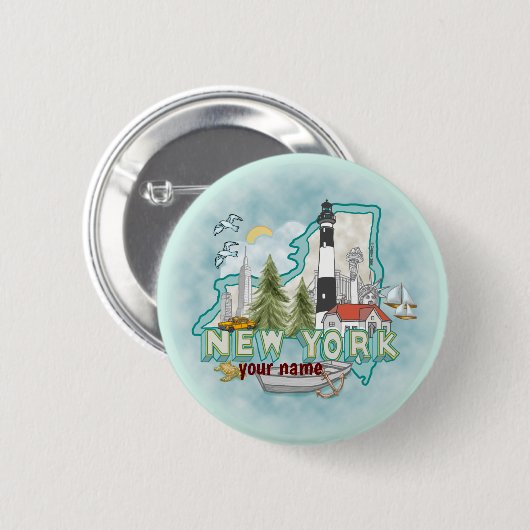 Schaltfläche "New York Lighthouse Button" Button (Vorne & Hinten)