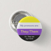 Schaltfläche "Nicht binäres Flag, das sie/sie auss Button (Vorne & Hinten)