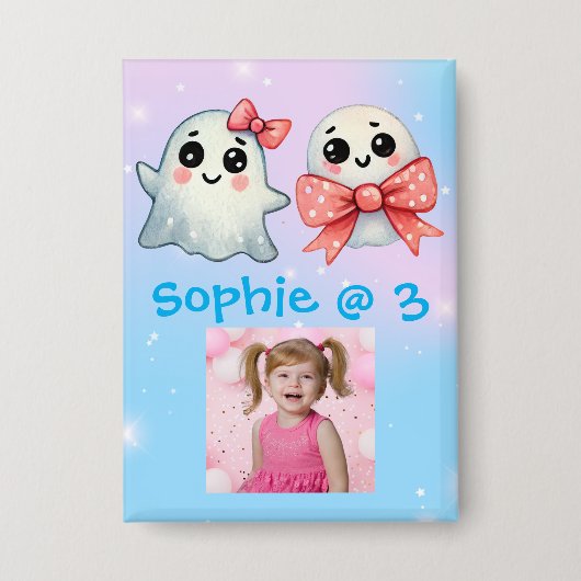 Schaltfläche "niedlich Ghost Halloween Kindergebur Button (Vorderseite)