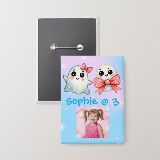 Schaltfläche "niedlich Ghost Halloween Kindergebur Button (Vorderseite/Rückseite)
