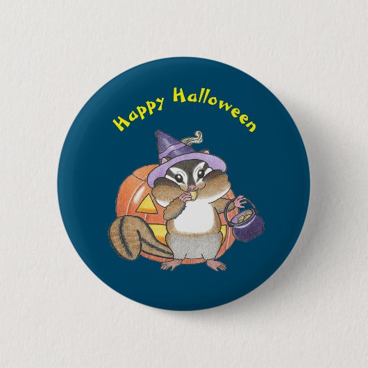 Schaltfläche "niedliche Chipmunk-Halloween-Kids" Button (Vorderseite)