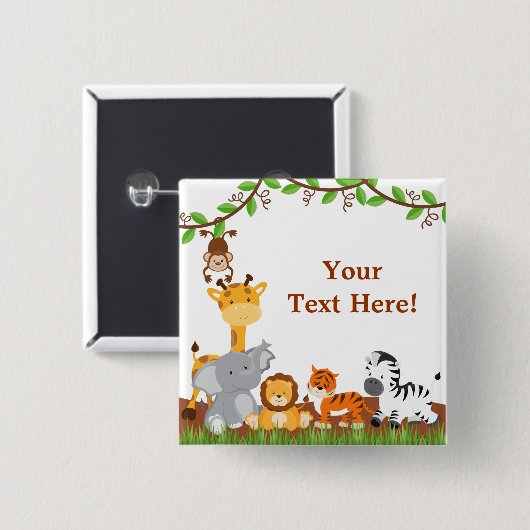 Schaltfläche "niedliche Jungle-Baby-Tiere" Button (Vorne & Hinten)