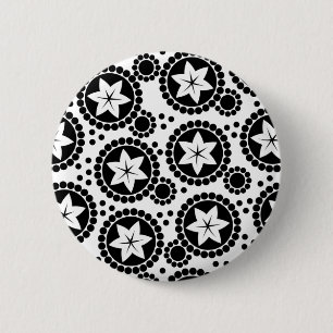 Schaltfläche "niedliche Schwarz-weiße Blume" Button