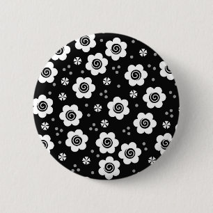Schaltfläche "niedliche Schwarz-weiße Blume" Button