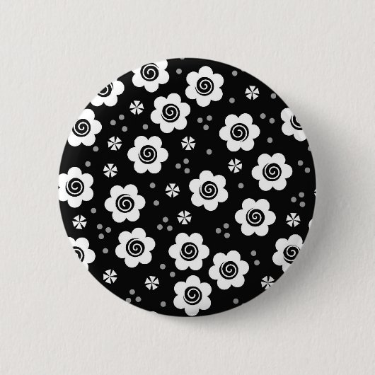 Schaltfläche "niedliche Schwarz-weiße Blume" Button (Vorderseite)