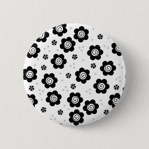Schaltfläche "niedliche Schwarz-weiße Blume" Button