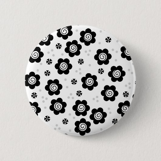 Schaltfläche "niedliche Schwarz-weiße Blume" Button (Vorderseite)