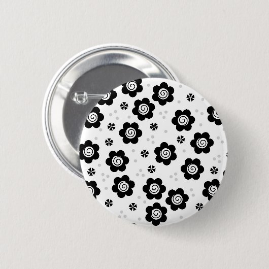 Schaltfläche "niedliche Schwarz-weiße Blume" Button (Vorne & Hinten)