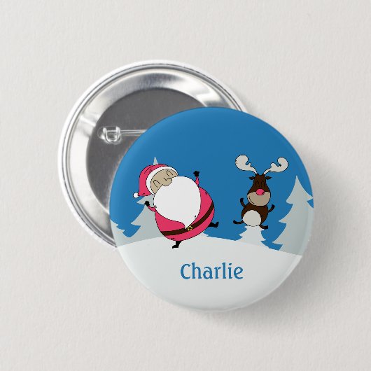Schaltfläche "niedlicher individuelle Name Santa & Button (Vorne & Hinten)