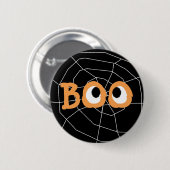 Schaltfläche "Orange and Black Halloween Boo Eyeba Button (Vorne & Hinten)
