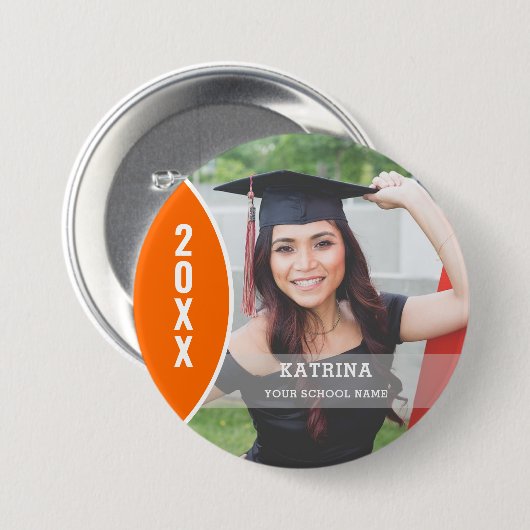 Schaltfläche "Orange and White Abschluss" (Benutze Button (Vorne & Hinten)