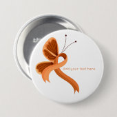 Schaltfläche "Orange Awareness Ribbon Butterfly" Button (Vorne & Hinten)