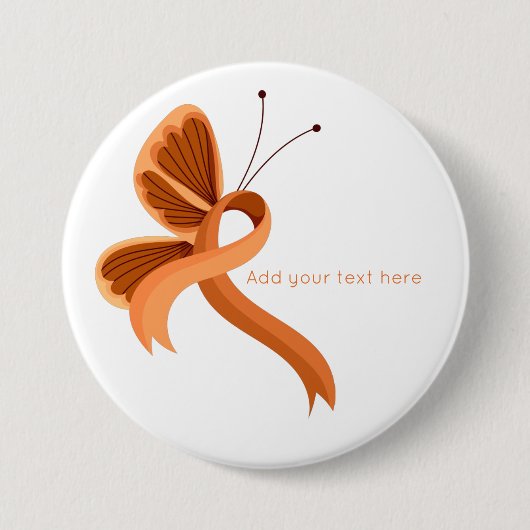 Schaltfläche "Orange Awareness Ribbon Butterfly" Button (Vorderseite)