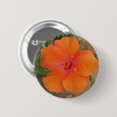 Schaltfläche Orange Hibiskus Button (Vorne & Hinten)
