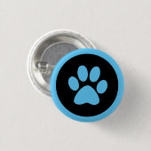 Schaltfläche Pawprint in Blau und Schwarz Button (Vorne & Hinten)