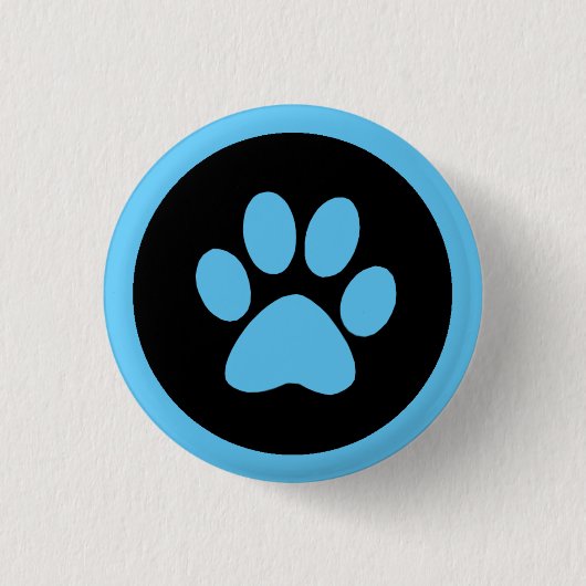 Schaltfläche Pawprint in Blau und Schwarz Button (Vorderseite)