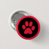 Schaltfläche Pawprint in Rot und Schwarz Button (Vorne & Hinten)