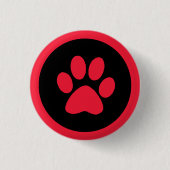Schaltfläche Pawprint in Rot und Schwarz Button (Vorderseite)