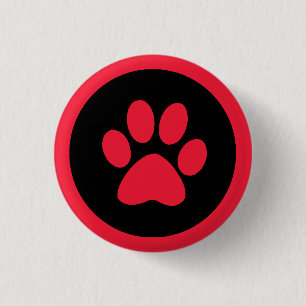 Schaltfläche Pawprint in Rot und Schwarz Button