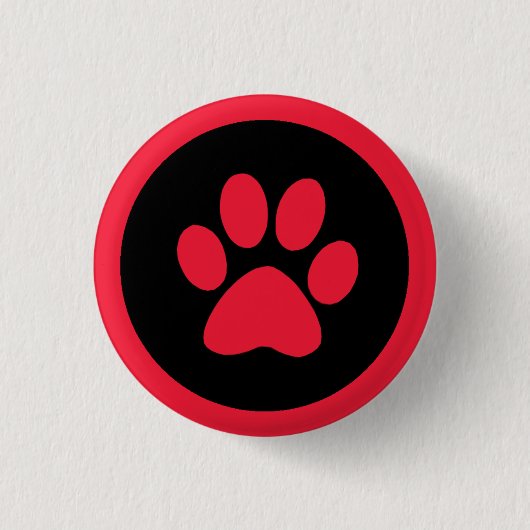 Schaltfläche Pawprint in Rot und Schwarz Button (Vorderseite)