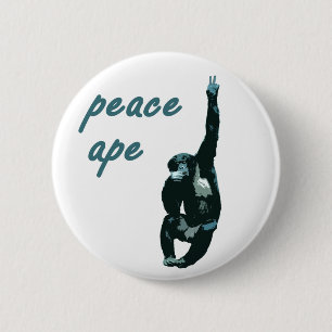Schaltfläche "Peace Ape Metal Pinback" Button