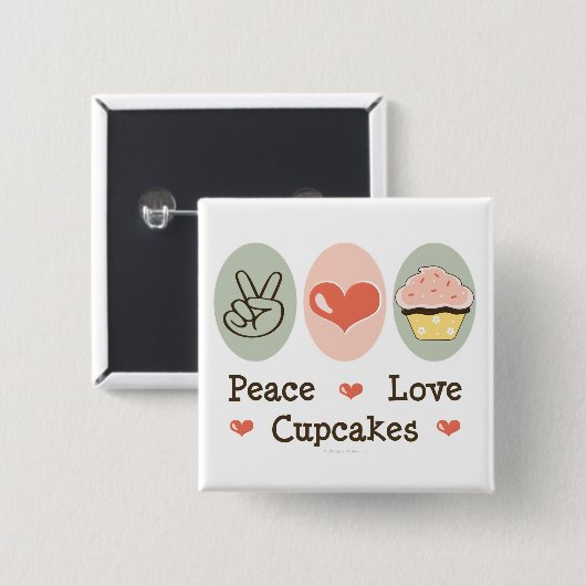Schaltfläche "Peace Liebe Cupcakes" Button (Vorne & Hinten)