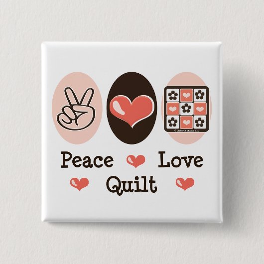 Schaltfläche "Peace Liebe Quilt" Button (Vorderseite)