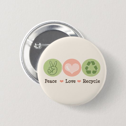 Schaltfläche "Peace Liebe Recycle" Button (Vorne & Hinten)