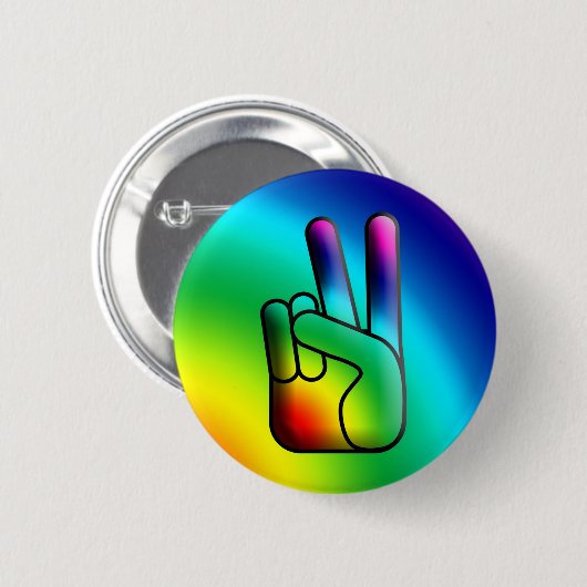 Schaltfläche "Peace Out Hand Sign Hippie" Button (Vorne & Hinten)