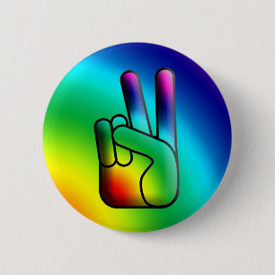 Schaltfläche "Peace Out Hand Sign Hippie" Button